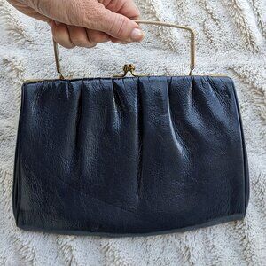 HL Harry Levine Vintage 50s / 60s Navy Leather/ Faux Leather Convertible Clutch